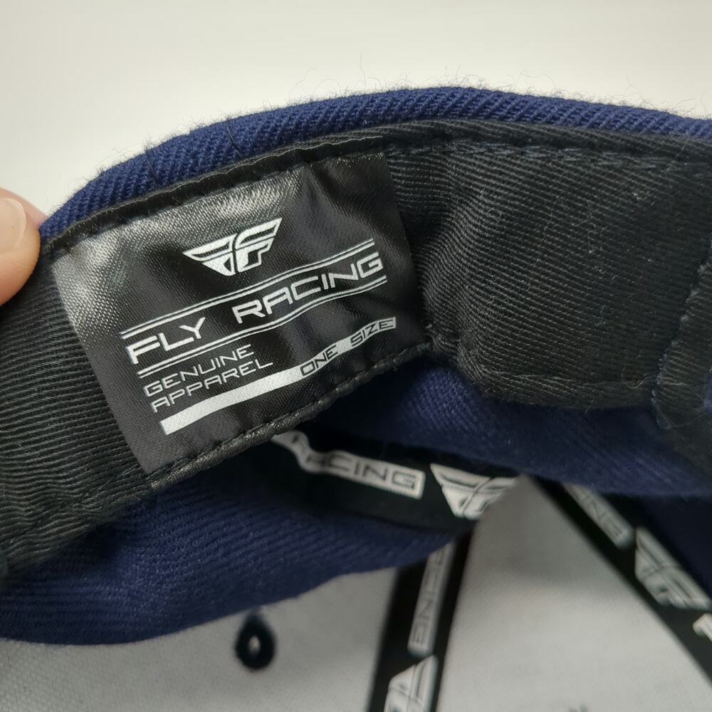 Fly Racing Snapback Hat Blue White One Size Racing Patch Structured 6 Panel Cap - Picture 9 of 10